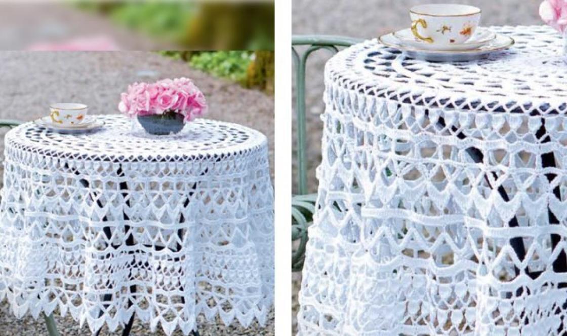 Knitted tablecloths with description Crochet napkin for a coffee table