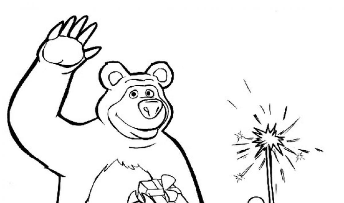 Omalovánky z karikatury Máša a medvěd