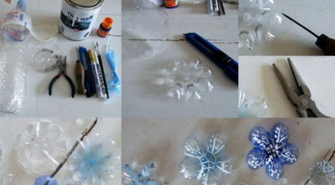 DIY novoroční pouliční dekorace z lahví